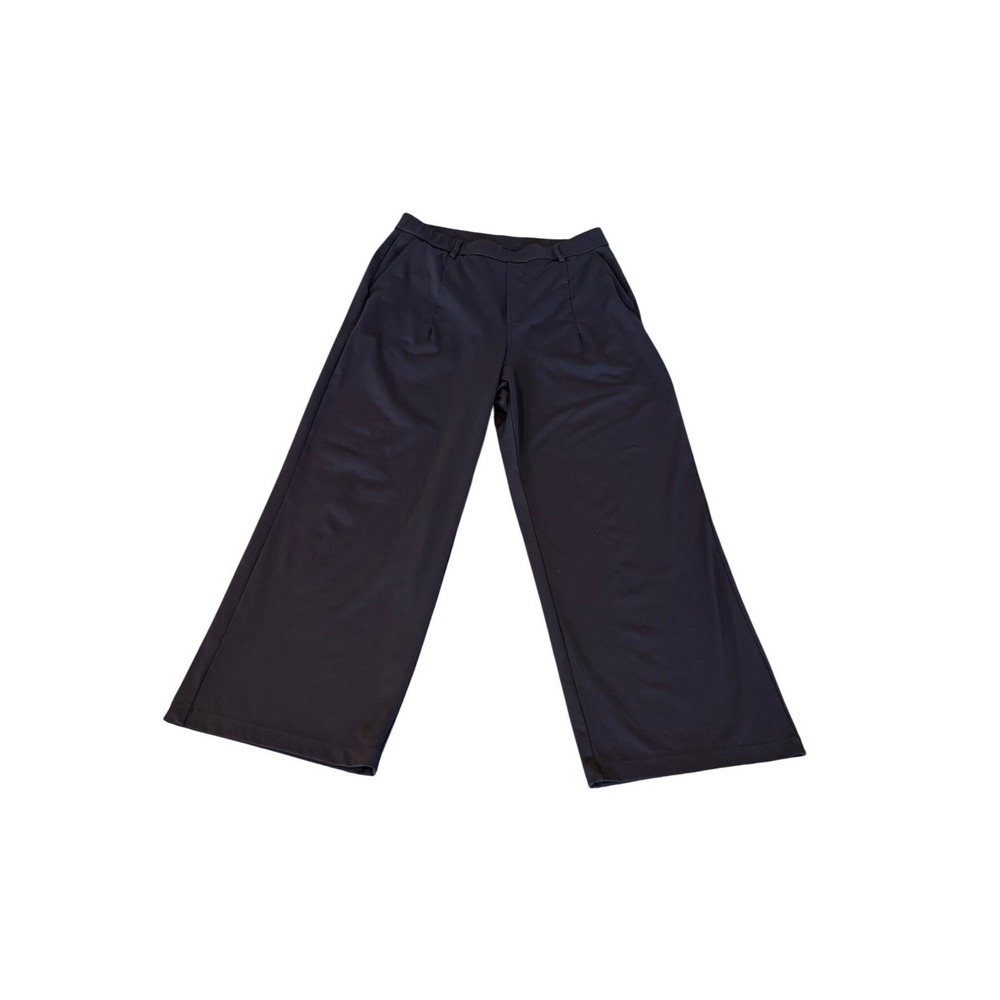 HALARA Navy Blue High Rise Wide Leg Trousers Front Pleat Business Casual Pants